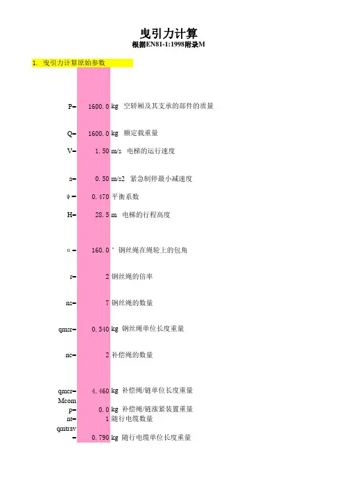 电梯曳引力计算书