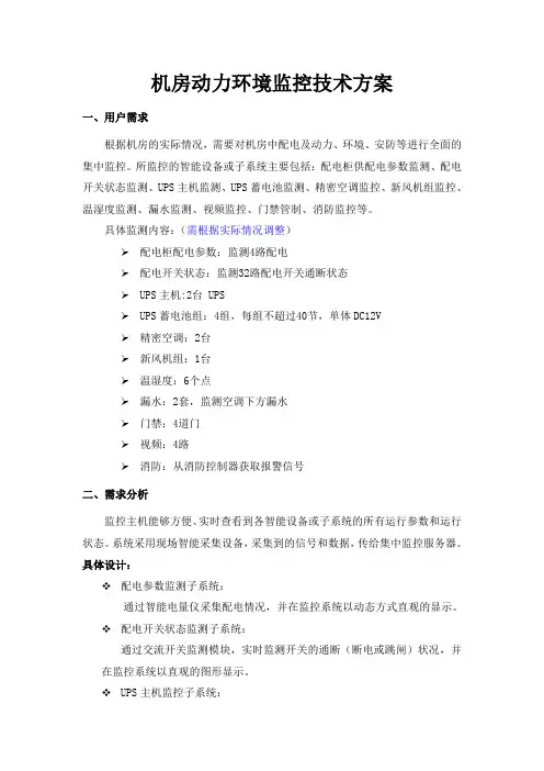 安之源机房动力环境监控技术方案