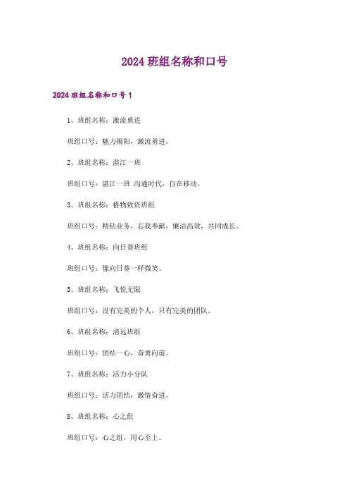 2024年班组名称和口号