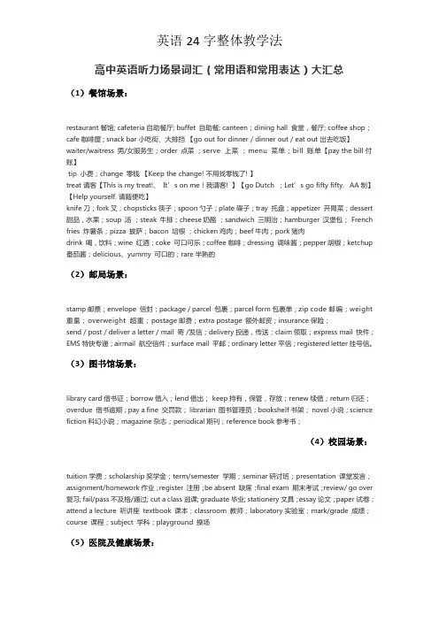 高中英语听力场景词汇(常用语和常用表达)大汇总
