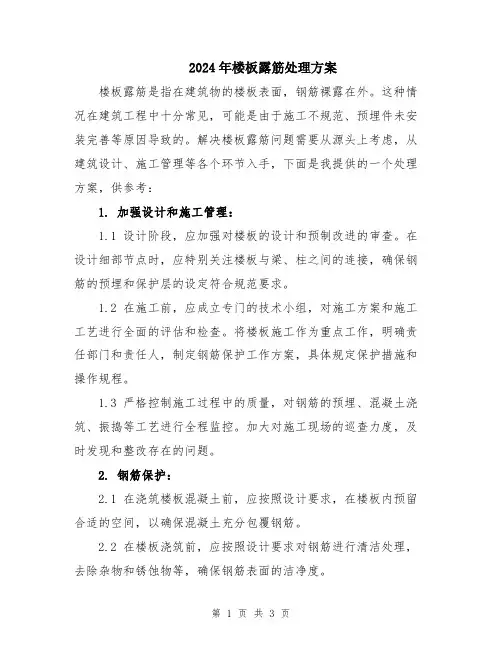 2024年楼板露筋处理方案
