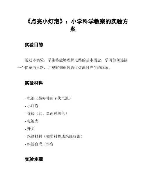 《点亮小灯泡》：小学科学教案的实验方案