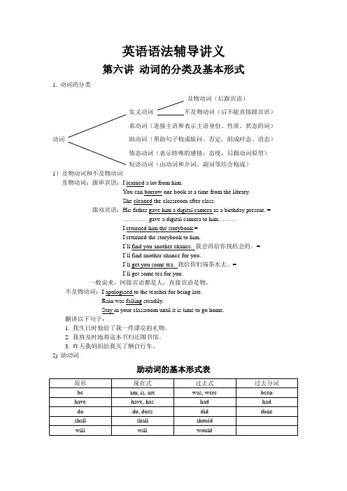初中英语语法学习之第六讲动词的基本形式