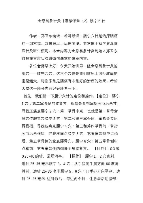 全息易象针灸甘肃微课堂(2)腰宁6针