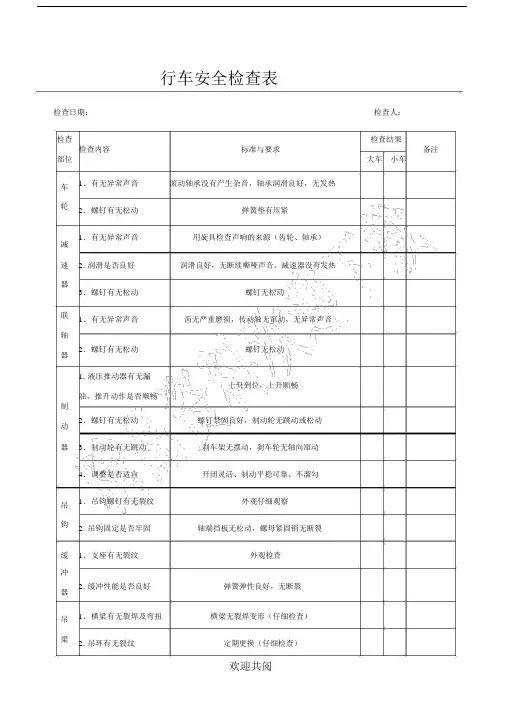 行车安全检查表格标准范本 .docx