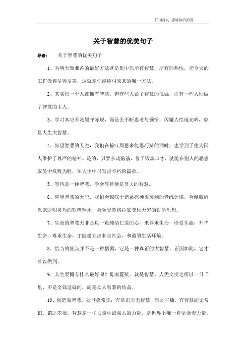 关于智慧的优美句子