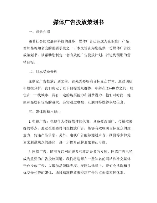 媒体广告投放策划书
