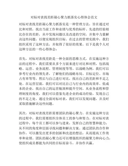 对标对表找差距凝心聚力抓落实心得体会范文