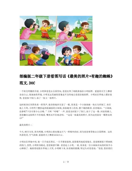部编版二年级下册看图写话《最美的照片+有趣的蜘蛛》范文