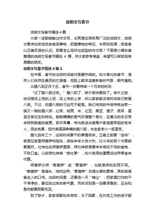 说明文写春节精选4篇