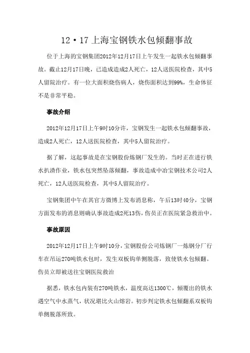 2012.12·17上海宝钢铁水包倾翻事故
