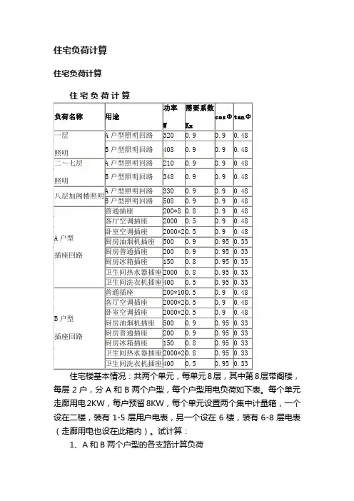 住宅负荷计算