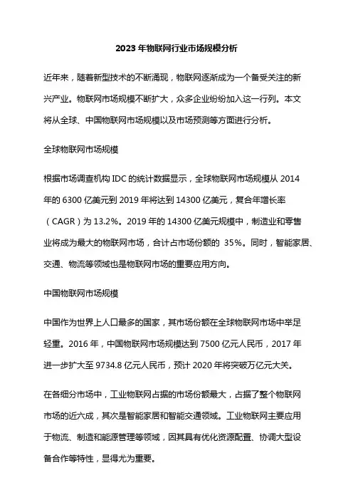 2023年物联网行业市场规模分析