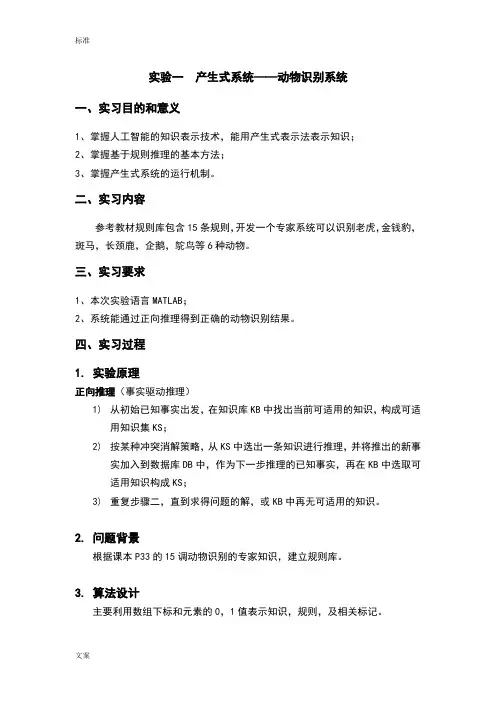 实验一产生式系统