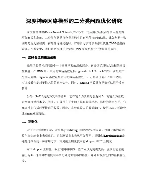 深度神经网络模型的二分类问题优化研究