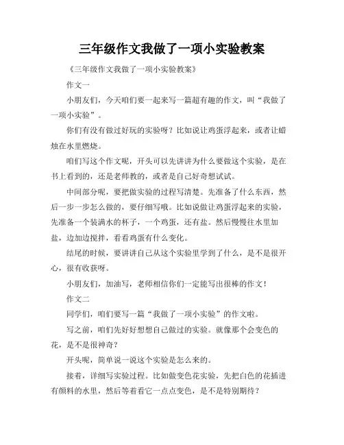 三年级作文我做了一项小实验教案