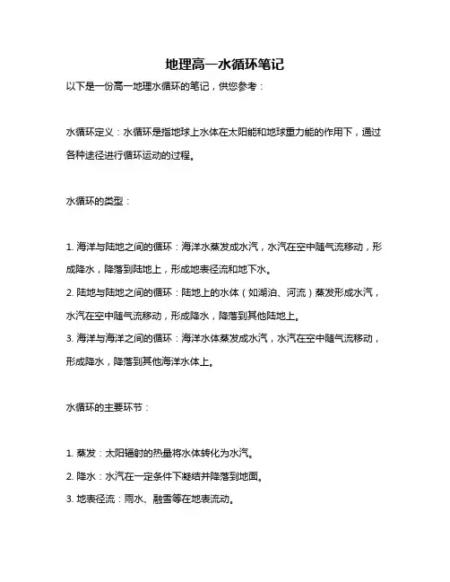 地理高一水循环笔记