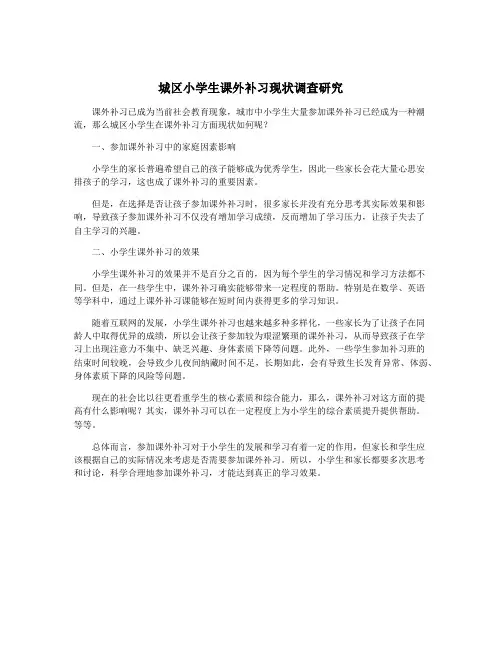 城区小学生课外补习现状调查研究