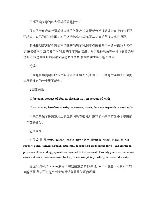 托福阅读文章的四大逻辑关系是什么？