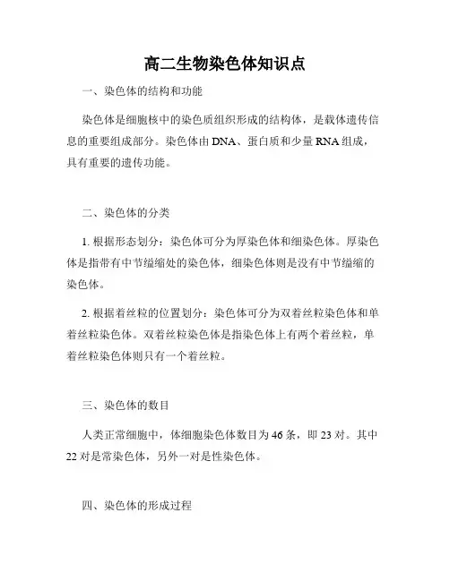 高二生物染色体知识点