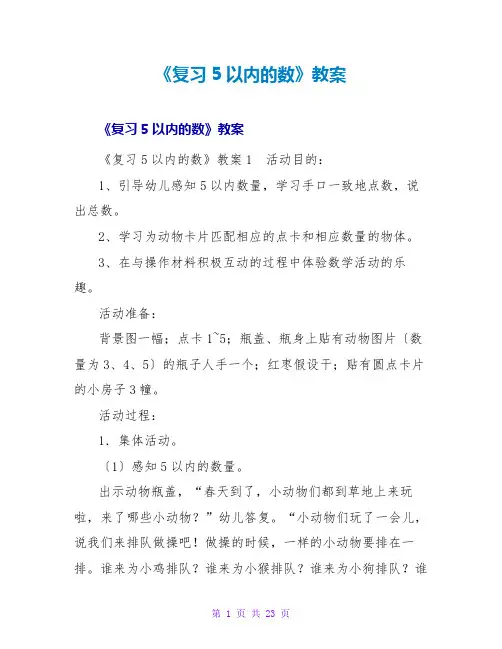 《复习5以内的数》教案