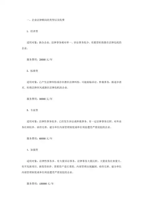企业法律顾问的类型有哪些