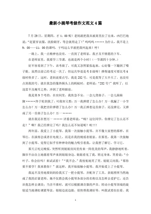 最新小提琴考级作文范文4篇