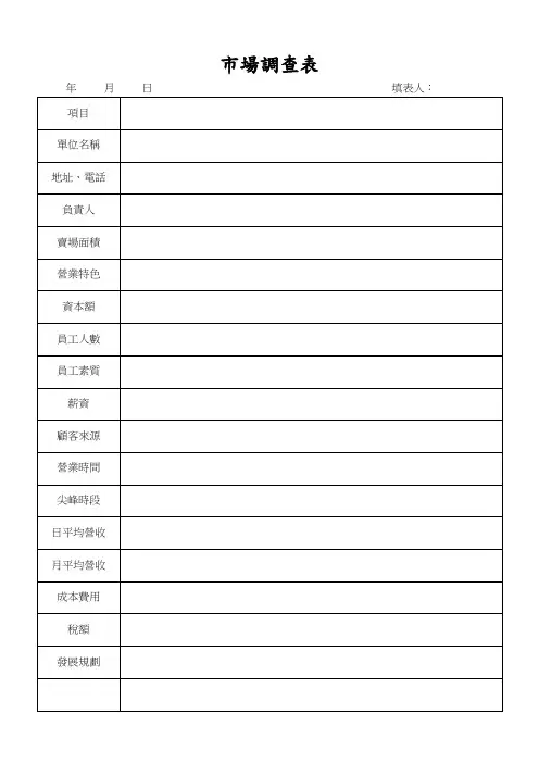 市场调查表