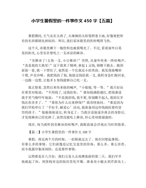 小学生暑假里的一件事作文450字【五篇】