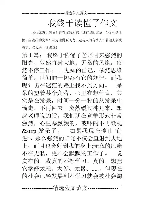 我终于读懂了作文