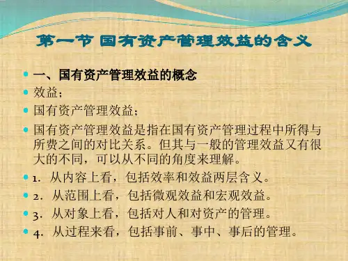 第9章 国有资产管理效益评价 《国有资产》PPT课件