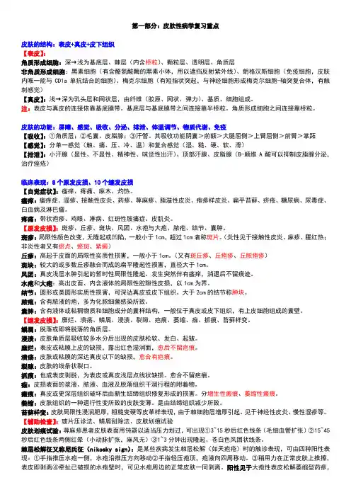 皮肤性病学复习重点+名解+简答