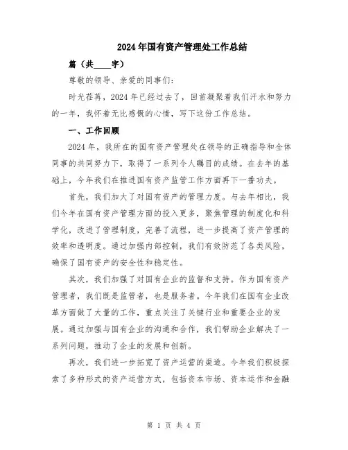 2024年国有资产管理处工作总结