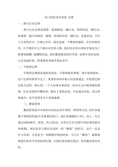 冷门的经济学原理 定律