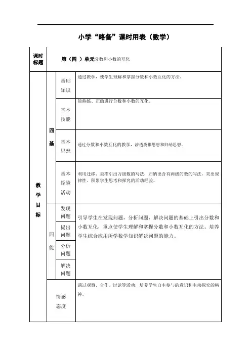 数学五年级下册第四单元《分数和小数的互化》简案