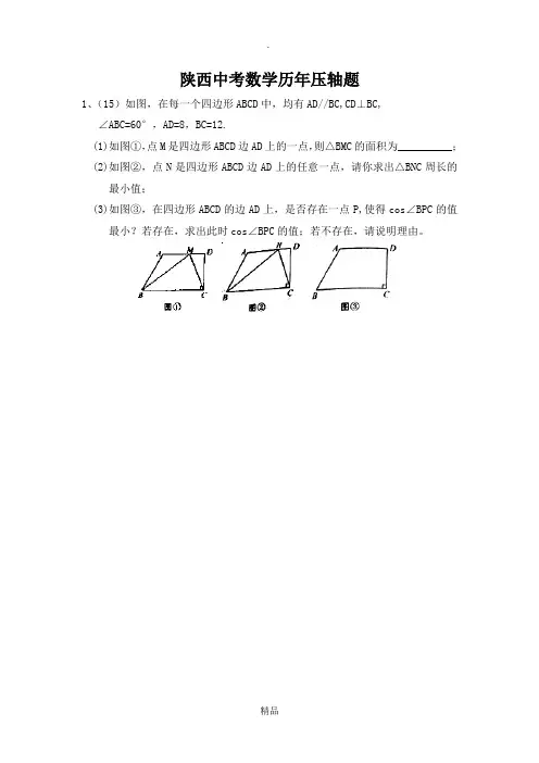陕西中考数学压轴题