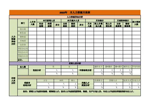 实用HR月报模版
