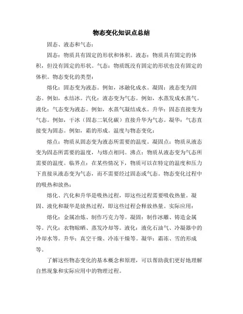 物态变化知识点总结