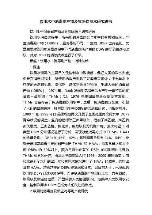 饮用水中消毒副产物及其消除技术研究进展