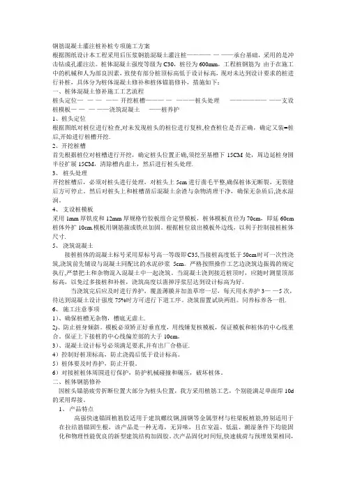 钢筋混凝土灌注桩补桩专项施工方案