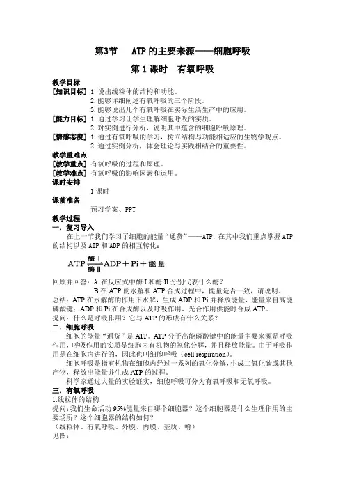 有氧呼吸教案