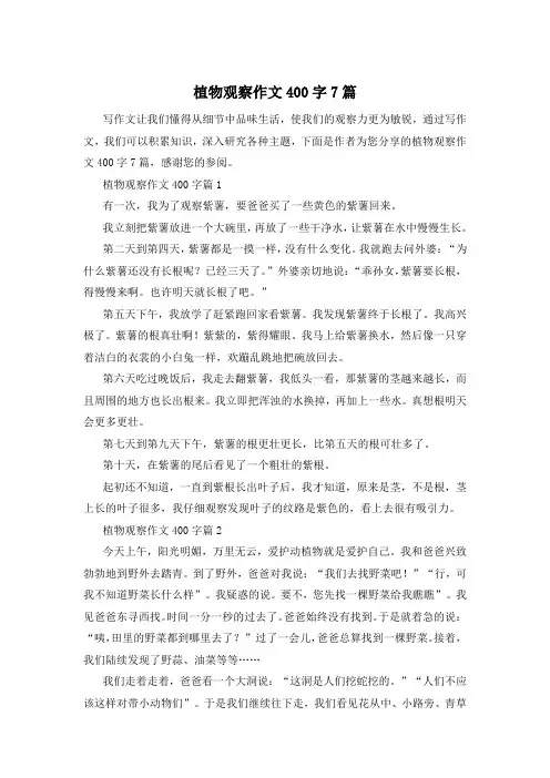 植物观察作文400字7篇