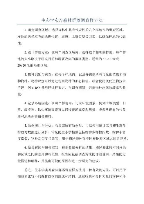 生态学实习森林群落调查样方法
