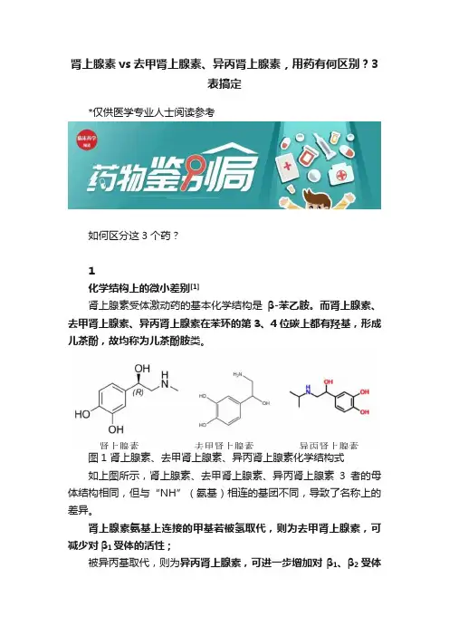 肾上腺素vs去甲肾上腺素、异丙肾上腺素，用药有何区别？3表搞定
