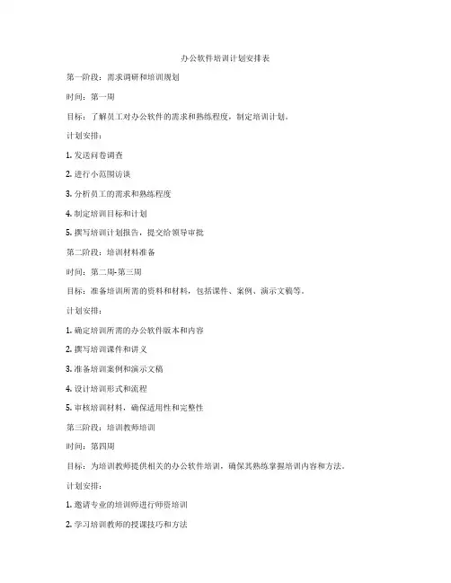 办公软件培训计划安排表
