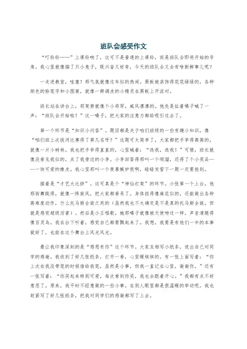 班队会感受作文