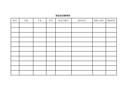 就业协议签领表【模板】