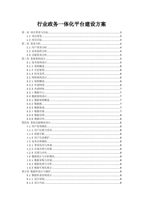 政府行业政务一体化平台建设方案