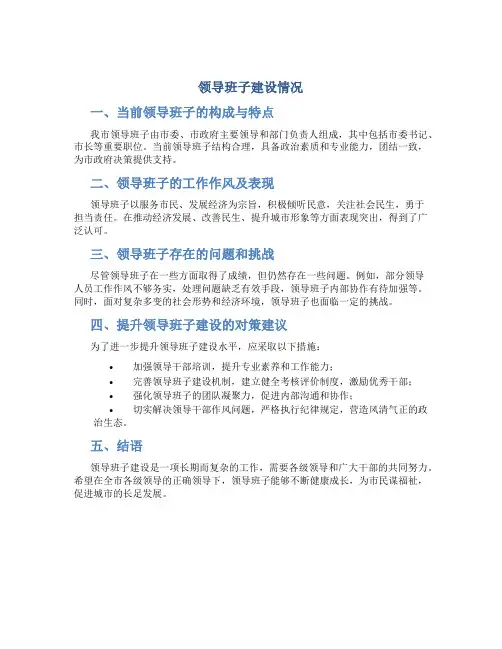 领导班子建设情况