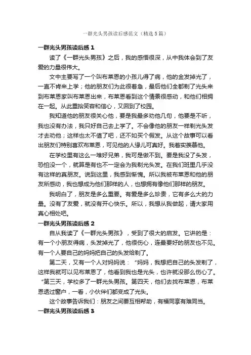 一群光头男孩读后感范文（精选5篇）